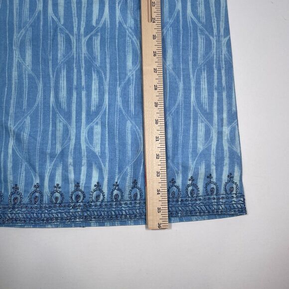 Bella Tu Dress Size Small Blue Tassels 3/4 Sleeves Resort Vacation Shift Coastal - Picture 9 of 9